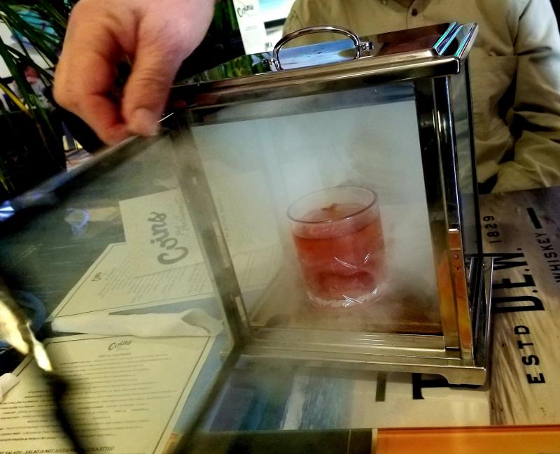 Coins owners Jack Schachter and Marc Custodio even have a device that smokes your favorite cocktail! When I ordered their "Smoking Bulleit Old Fashioned" it was ceremoniously delivered to the table in a little glass box full of actual applewood smoke. It’s the very first of its kind in Ocean City, Md. BOB YESBEK PHOTO
